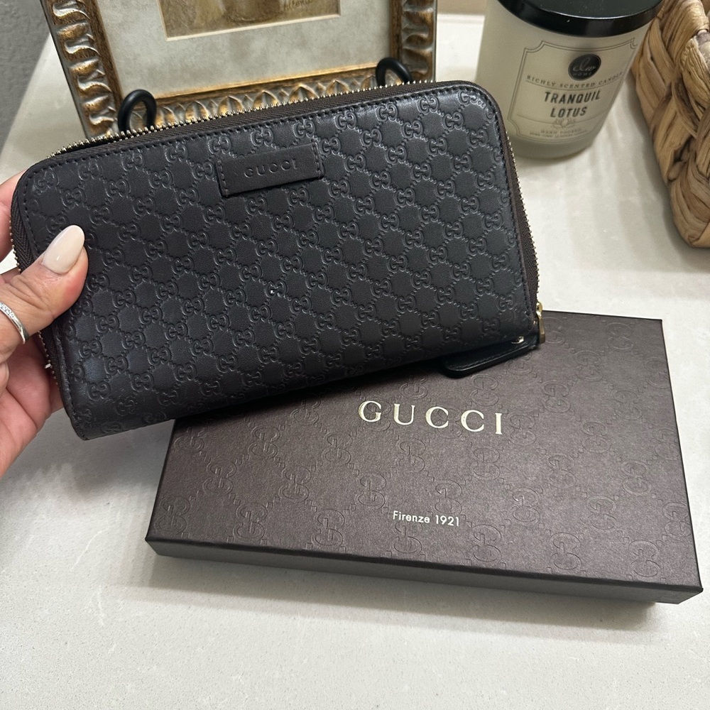 Gucci Dark Brown Embossed Wallet